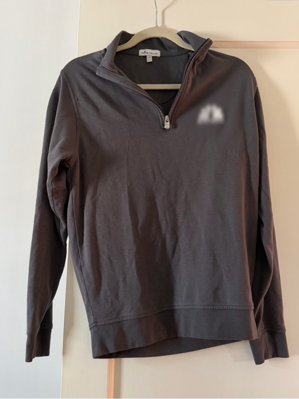Peter Millar Unisex Quarter-Zip Pullover - Charcoal Gray - NOTE COMPANY LOGO